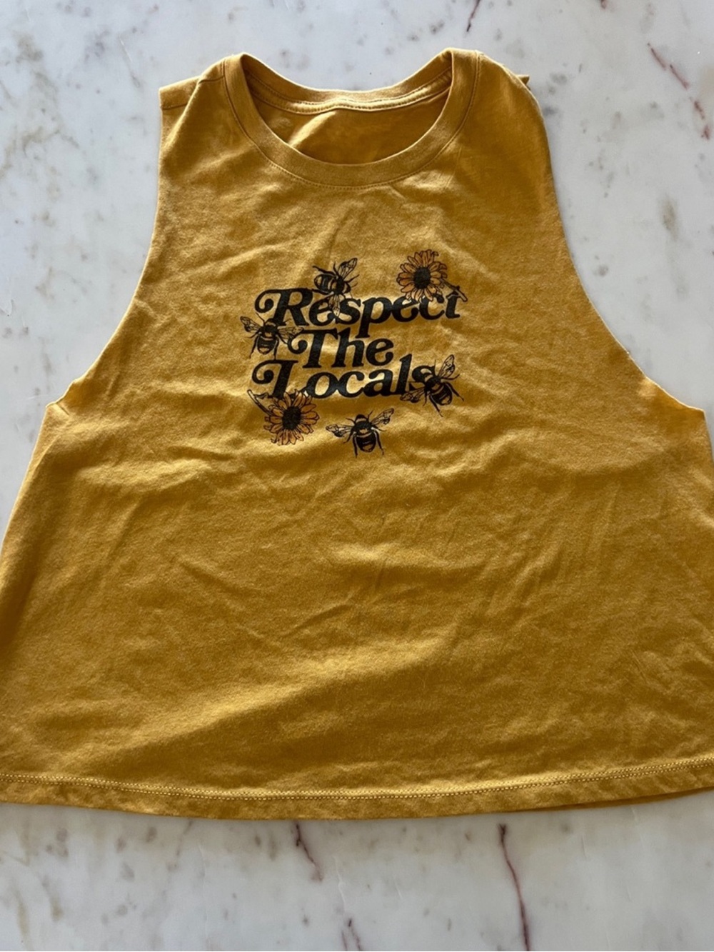 Bella Canvas Mustard Yellow Graphic Tank Top - 'Respect The Locals'